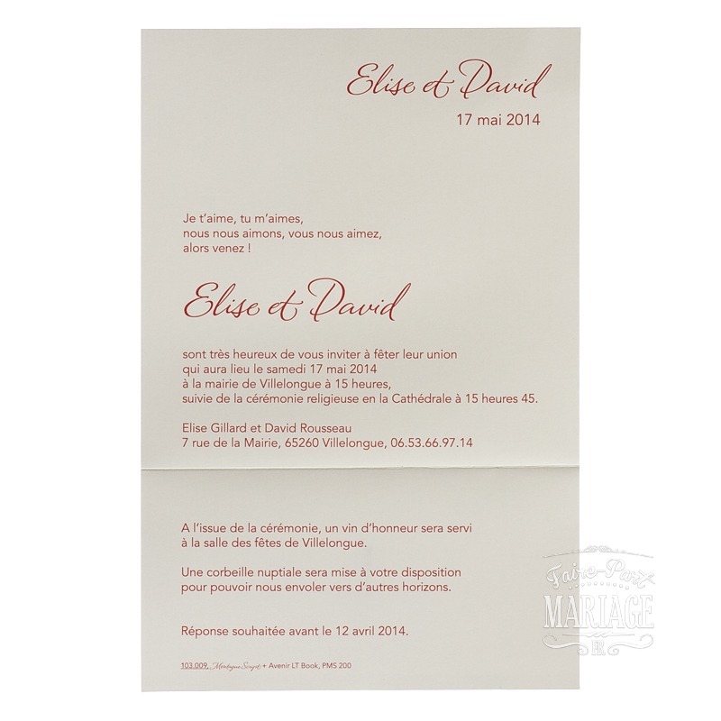 Faire-part rouge passion