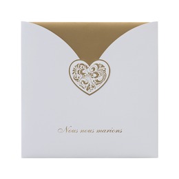 Faire-part cœur d'or et blanc